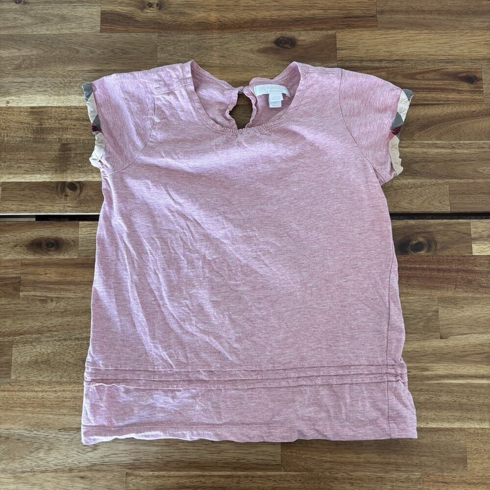 Burberry Girls Top Pink Blouse shirt‎ Check Cuff Size 10 Years Preppy